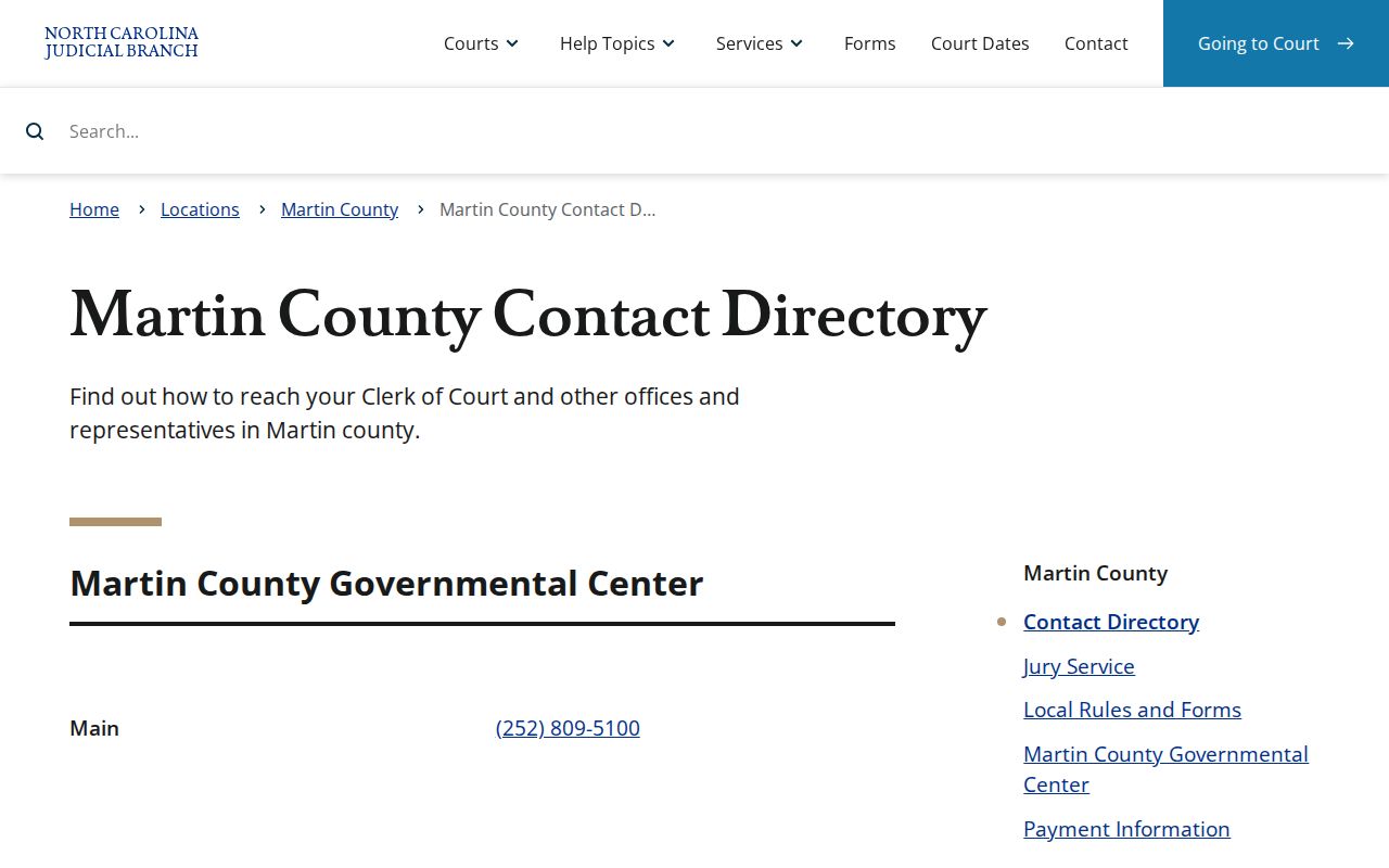 Martin County criminal court case contact directory