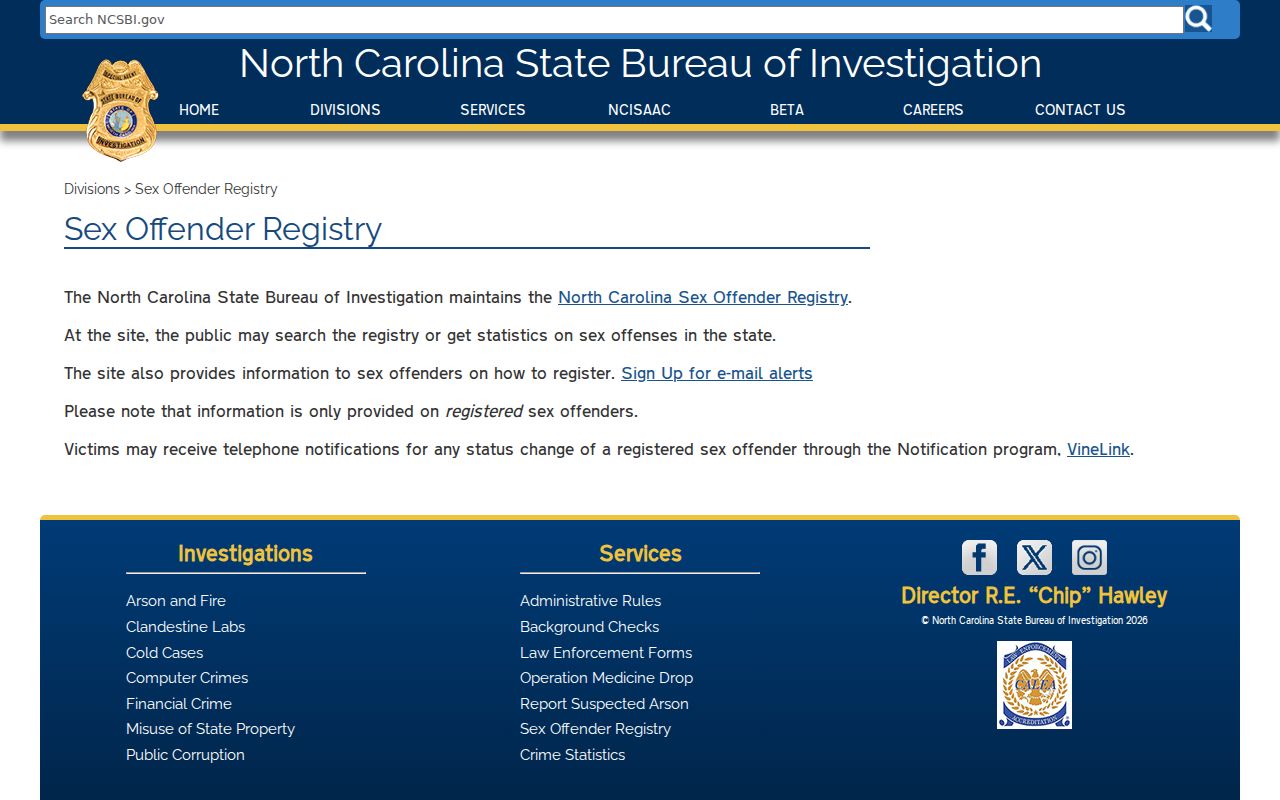 Martin County sheriff and NCSBI sex offender registry roles